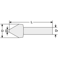 Countersink HSS 60° 6.3 mm EUC-Speed with 3-face shank